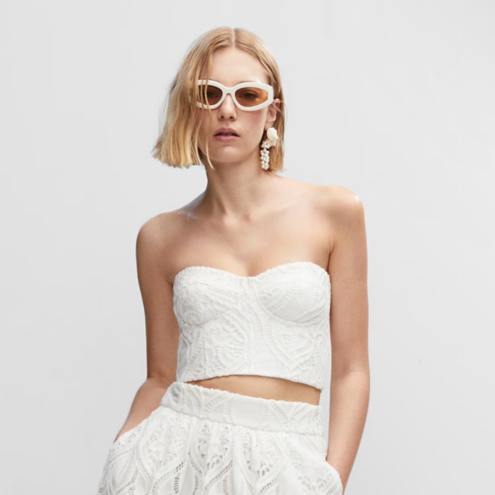 Mango Embroidered Corset Top
